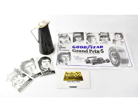 Four Goodyear signed photographs of drivers, comprising Willie Rutherford, Jackie Stewart, James Hunt and John Watson, togeth