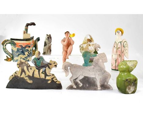 A collection of ceramic and other items to include a Susanne Danish candlestick, a Zara Home teapot in the form of a shell, a
