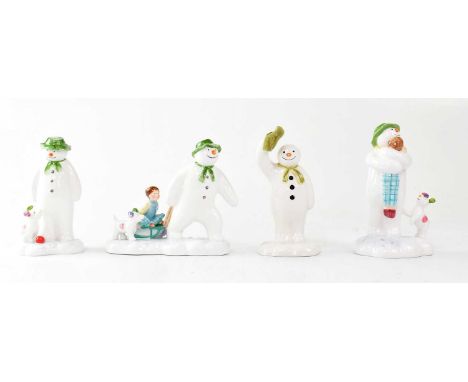 THE SNOWMAN; four John Beswick figures, comprising JBS6 'Snowman Waving Goodbye', height 13cm, dated 2010, JBS7 'The Snowman 