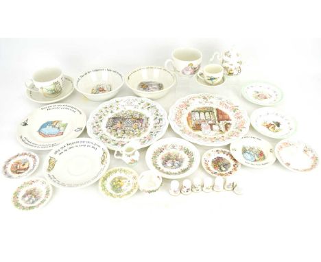 Beatrix Potter and Brambly Hedge collectible ceramics comprising twelve Wedgwood pieces to include cups, saucers, bowls and p