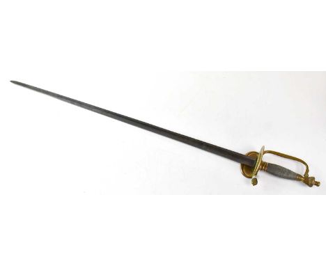 A 1796 pattern infantry officer's sword, with 32" single-edged fullered blade showing traces of gilded decoration and G.R cro