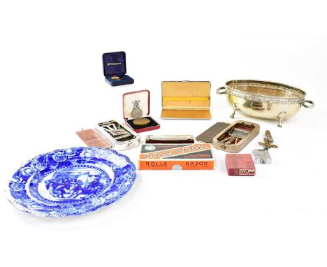 A collectors' lot to include three Rolls Razor Imperial No.2 razors, one boxed, an M. Hohner 'Unsere Lieblingue' harmonica, a