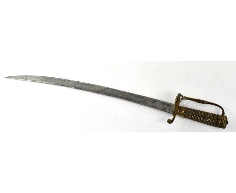 An early 19th century hunting sword in the 17th century manner, the 19" slightly curved single-edged blade with 8" double-edg