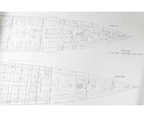 Reprinted boat and ship plans, to include SS. Titanic 401 rigging plan, scale 12th inch = 1 foot, HMS Hospital Ship no. 65, T