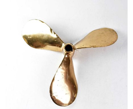 A vintage brass ship's three-blade propeller, diameter 44cm.Condition Report: Highly polished with light surface scratches vi