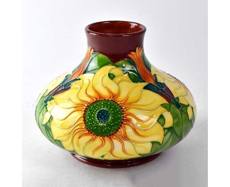 MOORCROFT; a vase in the 'Inca' design, copyrighted for 1994, with impressed and painted marks to base, height 16cm.Condition