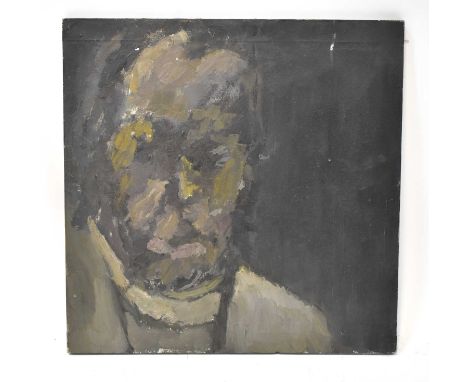† RICHARD YOUNG (20th century); oil on canvas, head and shoulders portrait of a man in brown and black tones, signed verso, 6
