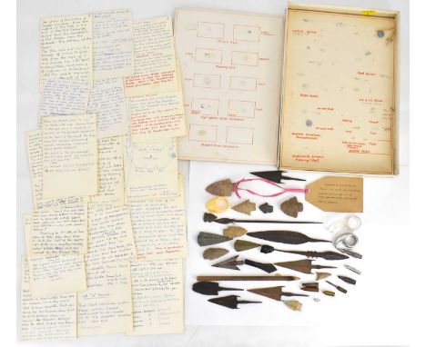 A collection of arrow heads, to include early flint examples of various sizes, metal examples, ancient and modern, also handw