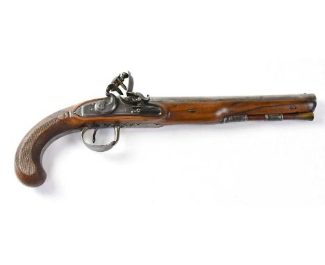 WILKISON, EDINBURGH; a late 18th/early 19th century best quality 15 bore flintlock duelling pistol, the 10" barrel with gold 