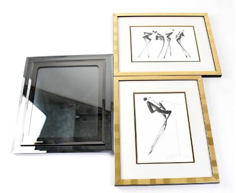 A small quantity of pictures and prints to include two prints of pencil sketches by Steve Higham, one depicting Renzo Pasolin