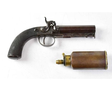 G &amp; J DEANE, LONDON BRIDGE; a 19th century 28 bore percussion cap pocket pistol, 3.5" octagonal barrel with integral hing