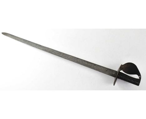 A Georgian 1804 pattern British Naval cutlass with figure of eight guard and segmented iron grip, the 29" single-edged blade 