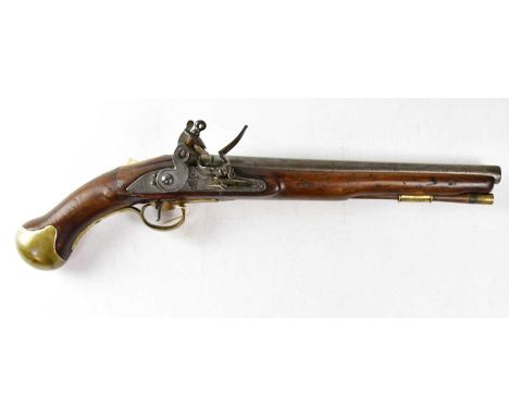 TOWER; an 18th century 25 bore long sea service flintlock pistol, the 12" barrel stamped with the King's proof mark comprisin