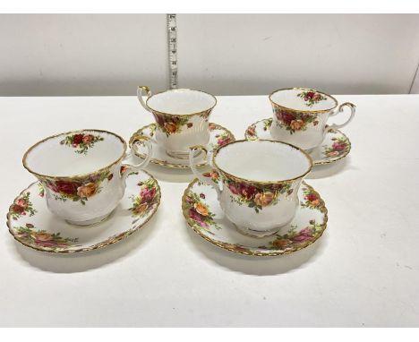 Four Royal Doulton Old Country Roses cups and saucers 