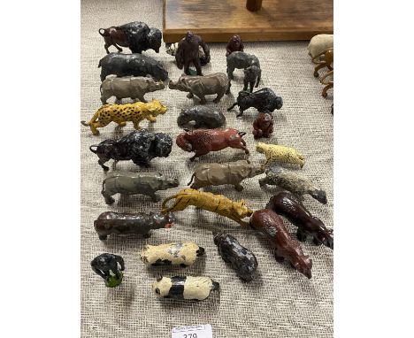 A selection of vintage metal safari animals 