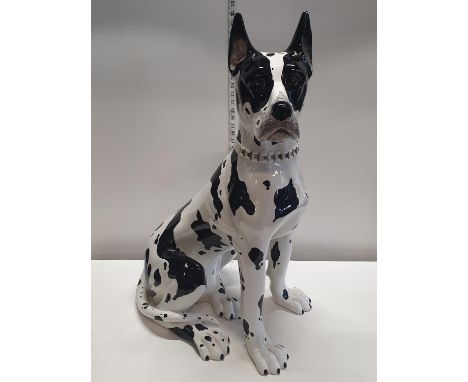 A Vintage large Italian ceramic dog H 81cm (damage to one foot). Shipping unavailable 