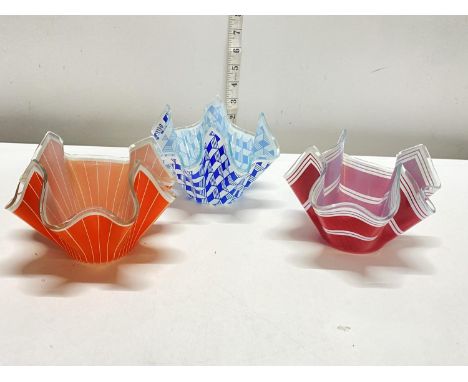 Three vintage Chance handkerchief vases, shipping unavailable