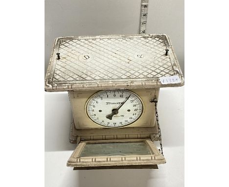 A set of vintage Meightte weighing scales, shipping unavailable