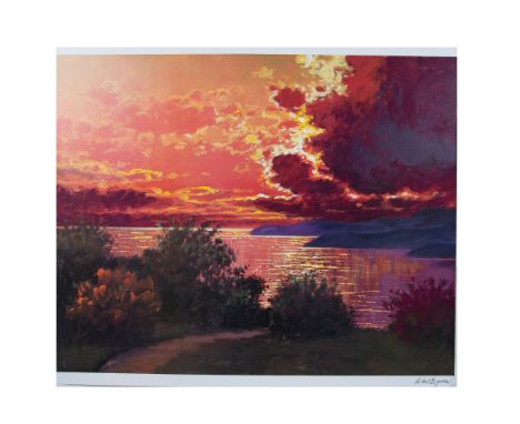 Nuages (Clouds) is a beautiful ready-to-frame large color lithograph on paper after an original oil painting by Italian-Canad