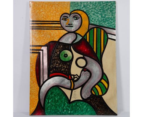 Large Picasso Female after Scottish Surrealist Frank McFadden's original Homage to Picasso series. The bulbous figure is made