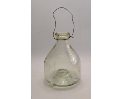 FRENCH &amp; UNUSUAL Victorian Glass insect catching light, centre hole for candle, and moth and dragonflies etc indented in 