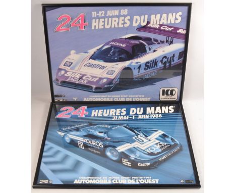24 HEURES DU MANS Dunlop sponsored automobile racing framed posters (2 of)L: 52.5cm approx  W: 41.5cm approx 
