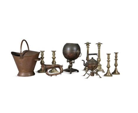 A VICTORIAN COPPER AND BRASS MOUNTED OVAL CISTERN, with raised side handles and leaf-cast paw feet, 67cm wide;  Together with