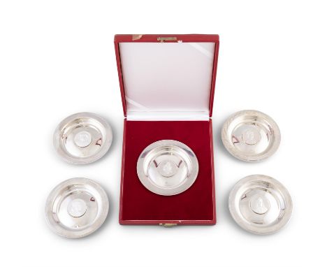 FIVE SILVER 'ROYAL LINEAGE SERIES' DISHES,London 1973 & 1975, mark of Silver Manufacturers Ltd., Limited editions of 1500, co