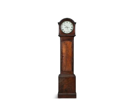 AN IRISH MAHOGANY LONGCASE CLOCK BY EDWARD SMITH, DUBLIN FIRST HALF OF 19TH CENTURYthe arched hood with gadrooned trim, flute