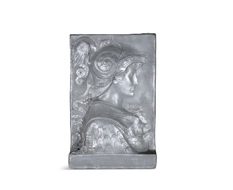 A RENAISSANCE STYLE PLASTER PANEL, 20TH CENTURY moulded in relief with title banner 'P Scipioni' below a portrait figure faci