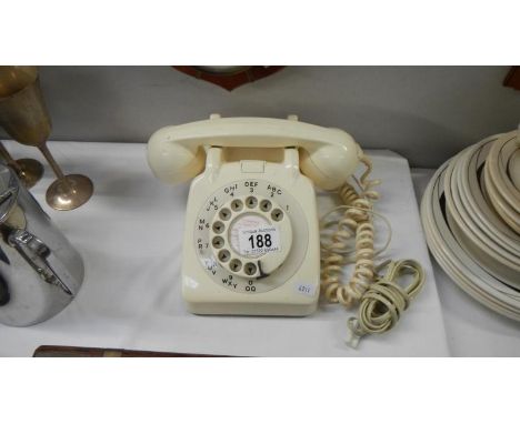 A vintage white telephone