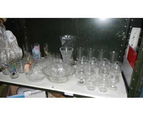 A shelf of glassware