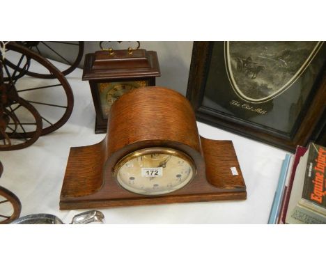 A James Walker mantel clock a/f with key and pendulum and a Bentima mantel clock with key