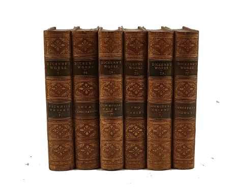 DICKENS, Charles (1812-70).  [Works], London, [c. 1880], 30 vols., contemporary half calf, spines gilt. With 2 other sets of 