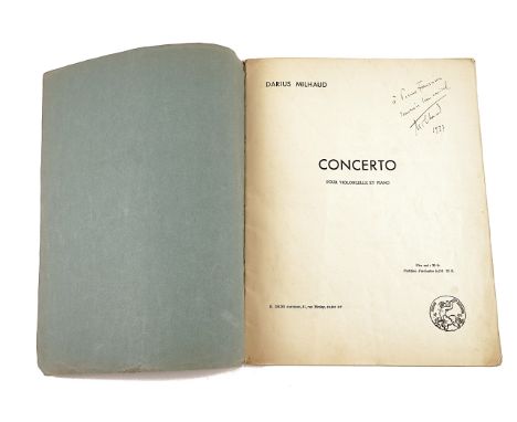 MILHAUD, Darius (1892-1974). A folded sheet with quotations from 7 of his string quartets in the composer's hand. With 3 othe