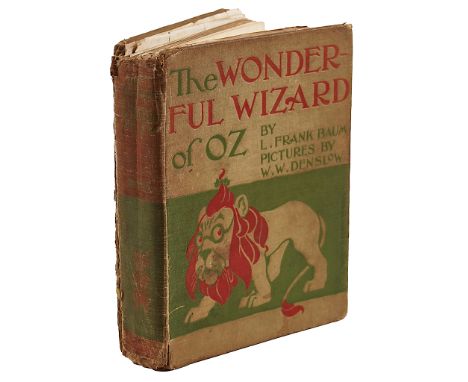 BAUM, Frank L. (1856-1919).  The Wonderful Wizard of Oz, Chicago, 1900, defective, original cloth. FIRST EDITION. With the sa