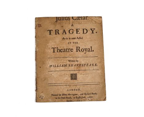SHAKESPEARE, William (1564-1616).  Julius Cæsar. A Tragedy. As it is now Acted at the Theatre Royal, London, 1691, stitched. 
