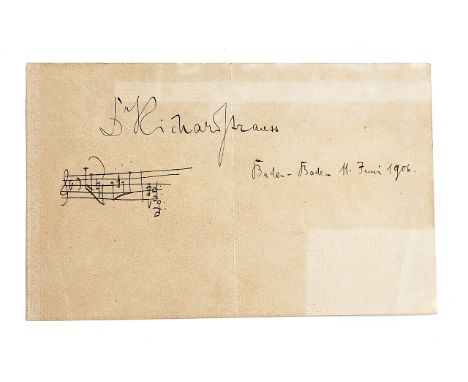 STRAUSS, Richard (1864-1949). A manuscript musical quotation from "Till Eulenspiegel", signed.STRAUSS, Richard (1864-1949). A