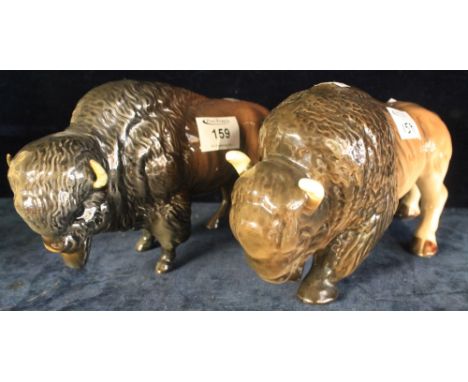Beswick china study of a bison together with similar Melba ware study.  (2)  (B.P. 24% incl. VAT)