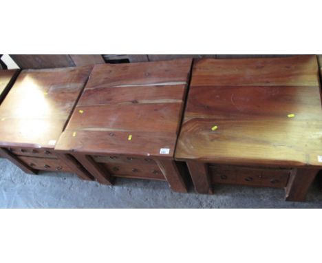 Three similar modern hardwood low lamp tables, each fitted with two drawers. (B.P. 24% incl. VAT)