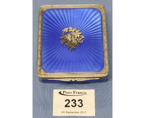 Blue enamel marcasite white metal ladies box. (B.P. 24% incl. VAT) 