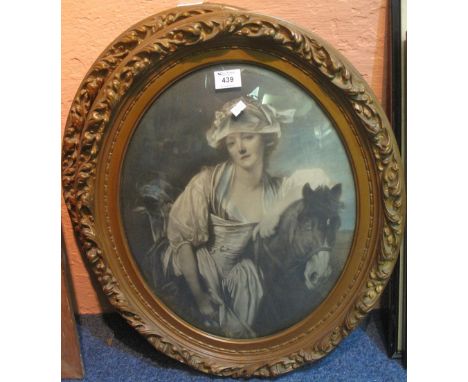 Pair of oval portrait prints with convex glass in gilt frames. 50 x 40cm approx. (2)(B.P. 24% incl. VAT)