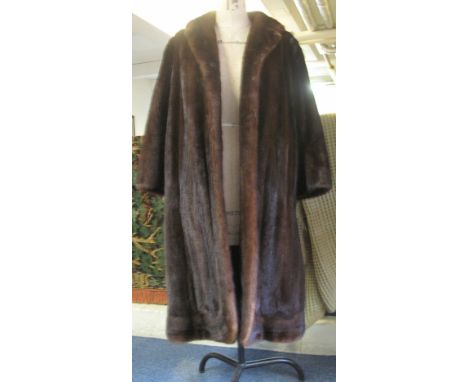Vintage long dark brown mink fur coat made by Salters Furriers, 182 High St, Bromley, Kent. (B.P. 24% incl. VAT)   CONDITION 