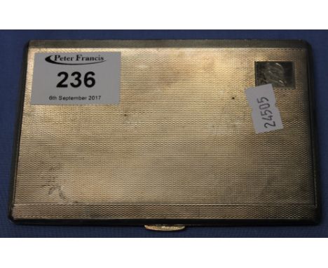 Silver rectangular engine turned cigarette case with engraved initials cartouche.(B.P. 24% incl. VAT)   CONDITION REPORT:  77