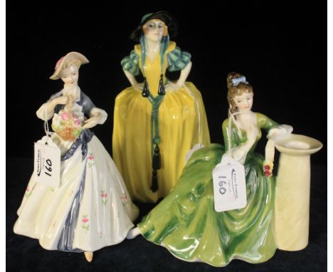 Two Royal Doulton bone china figurines to incluse "Patricia" HN1414, "Secret Thoughts" HN2382, and Royal Worcester bone china