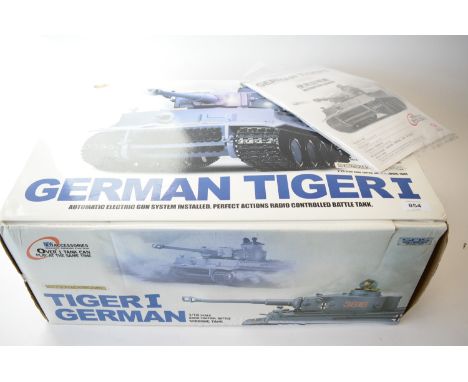 A radio control 1:16 scale model of a German Tiger tank, by Heng Long, in original packaging.