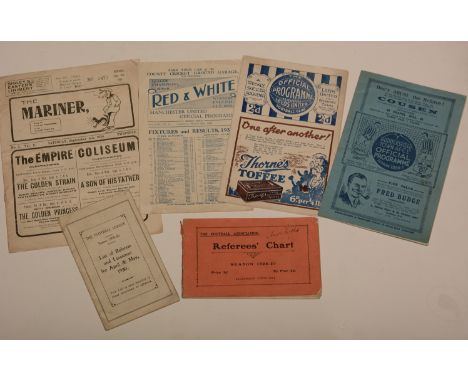 Football programmes and ephemera relating to Arnold Josephs, Professional Referee - The Football Association Referees' Chart,