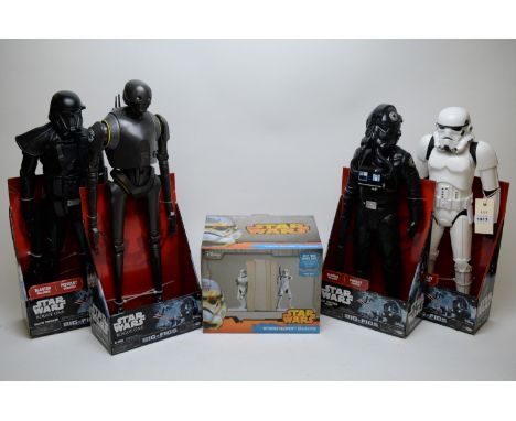 Star Wars Disney Jakks Big-Figs, comprising: Stormtrooper, TIE Fighter Pilot, Death Trooper, K-250, all in original packaging