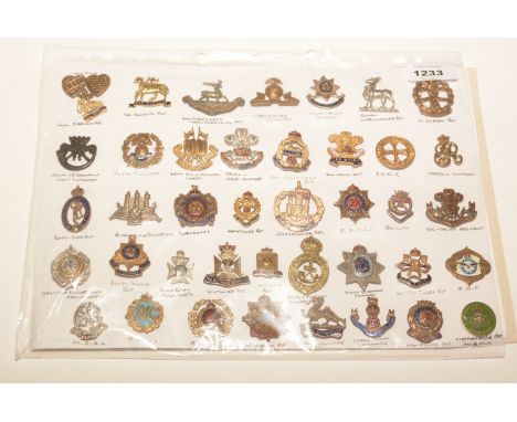 A collection of 40 British Military sweetheart brooches, to include: Mizpah Royal Berwickshire, Queen's Regiment, Bedfordshir