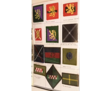 A collection of approximately 130 Regimental flash badges, to include: Highland District, Army Headquarters Scotland, Scottis